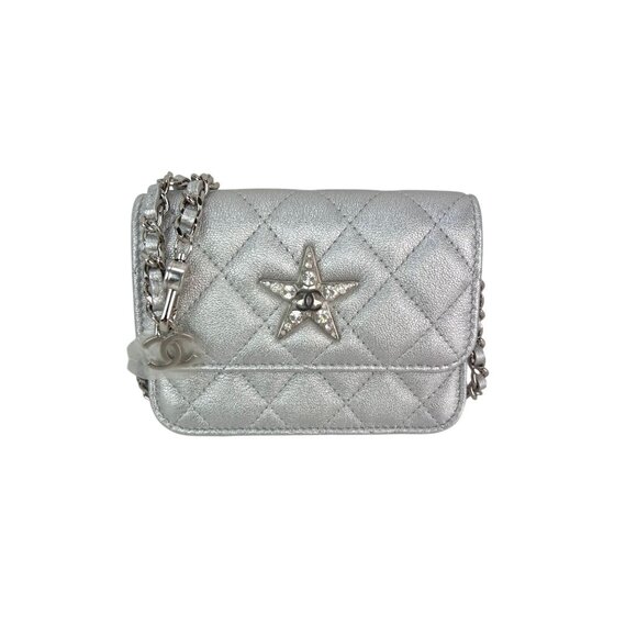 Chanel Metallic Goatskin Quilted Star Flap Waist Belt Shoulder Bag - Picture 1 of 13